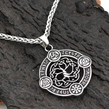 Z nehrdzavejúcej ocele viking nordic kompas Vegvisir odin amulet prívesok náhrdelník s darčeková taška