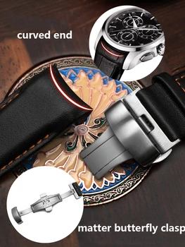 Zakrivené konci pravej Kože Watchband Pás Pre Tissot T035 Hodinky Remienok Náramky Motýľ Pracky Nahradenie 22 mm 23 mm 24 mm