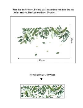 Zelené Listy Samolepky na Stenu Miestnosti Dekorácie Biele Kvety, Spálne, Obývacia Izba Stenu Decor Vymeniteľné DIY Stenu nástenná maľba Plagát