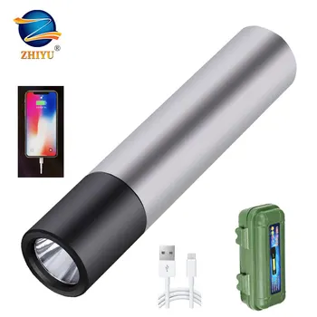 ZHIYU Power Bank Mini Led Baterka USB Nabíjateľné Camping Pracovných Ligths 4 Režimy Super Svetlé Zoomovateľnom Bleskové Svetlo, Veľkoobchod
