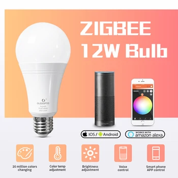 ZIGBEE 3.0 ZLL LED 6W 12W RGB+SCS žiarovka AC100-240V rgb a dual biele e27 stmievače LED žiarovka stmievateľné lampa RGBW/RGBWW práce alexa