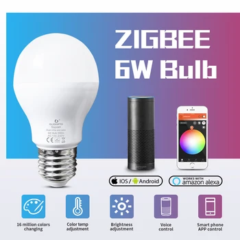 ZIGBEE 3.0 ZLL LED 6W 12W RGB+SCS žiarovka AC100-240V rgb a dual biele e27 stmievače LED žiarovka stmievateľné lampa RGBW/RGBWW práce alexa