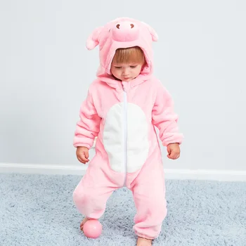 Zimné New Born Detské Oblečenie Romper Dieťa Jumpsuit Zvierat S Kapucňou Pyžamo Krava Panda Kostým Chlapci Dievčatá Trakmi, Dojčenské Oblečenie