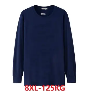 Zimné pánske T-Shirt 5XL 8XL Dlhý Rukáv Lacné Veľké Predaj Jeseň XL Veľkosť 7XL 6XL T-Shirt Bavlna Domov Čierne Tričko