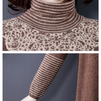 Zimné Vintage 3XL Plus Veľkosť Pletenie Turtleneck Vlnené Svetre Šaty 2020 Jeseň Ženy Príležitostné Voľné Elegantné Bodycon Dlhé Svetre