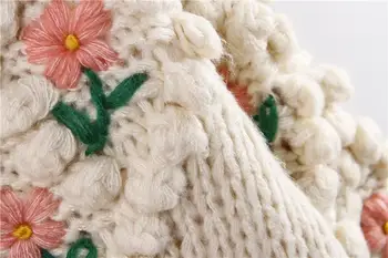 ZITY 2020 Ženy, Ručné Zimné Svetre A Vesty Kvetinové Výšivky Duté Z Elegantný Pletený Kabát Pearl Lištovanie Vesty