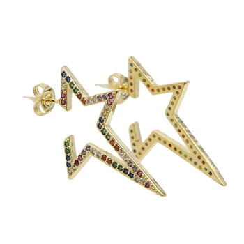 Zlato strieborná farba farebnými zirkónmi 2019 Vianočné Hviezdy stud náušnice Nádherné moderné ženy klasické šperky