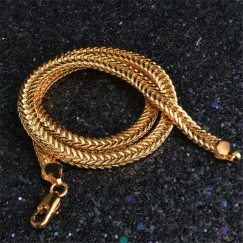 Zlatá reťaz náhrdelník hot náhrdelník módne šperky 18 K 6 MM 50 cm 20-palcový mužov reťazca geometrický vzor had reťazca