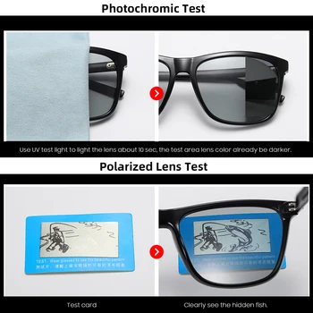 Zmena Farby Sivá Rám Photochromic Polarizované Slnečné Okuliare Mužov Námestie Klasické Chameleon Glaases Prechod Šošovky Okuliarov