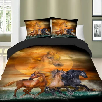 Zviera Kôň vytlačené posteľná bielizeň set Prikrývka / Deka kryt Twin set Plný Kráľovná Veľkosti King Bed Kryt realisticky vytlačené Posteľná Bielizeň nastaviť