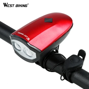 ZÁPAD BICYKLOCH Bike Bell Svetla, 3 Režimy Požičovňa Svetlometu Požičovňa Horn Vodotesné Svietidlo USB Nabíjateľné 140 db Roh Predného Svetlometu
