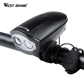 ZÁPAD BICYKLOCH Bike Bell Svetla, 3 Režimy Požičovňa Svetlometu Požičovňa Horn Vodotesné Svietidlo USB Nabíjateľné 140 db Roh Predného Svetlometu