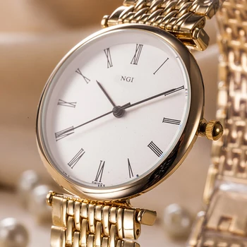 Úplne luxusné top dámske hodinky jednoduchý módny náramok z nerezovej ocele klasický all-zápas dámy quartz hodinky hodiny