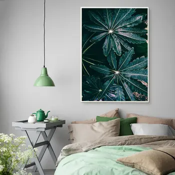 Čerstvé Rastliny Nordic Domova Maliarske Plátno Zelené Lístie Obrázok Na Stenu Umenie Na Steny V Obývacej Izbe Pozadie Realistický Živé Maľovanie