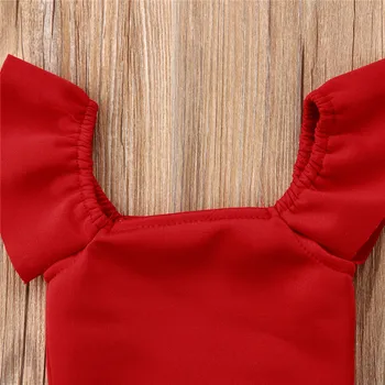 Červená Plodín Mimo Ramenný Topy Luk Sukne Detí Dievča Oblečenie Letné Oblečenie Oblečenie 2ks Novonarodené Deti, Baby, Dievčatá Oblečenie Set