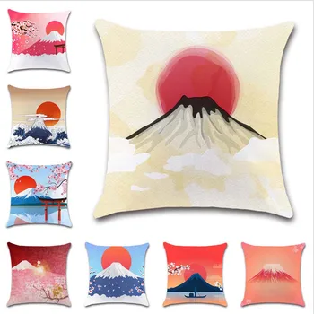 Červené slnko Japonskom štýle horskej biely Vankúš Dekoratívne Domov gauč sídlo Dekor priateľ office deti spálňa darček obliečka na vankúš