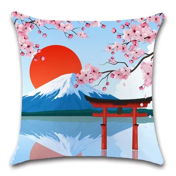 Červené slnko Japonskom štýle horskej biely Vankúš Dekoratívne Domov gauč sídlo Dekor priateľ office deti spálňa darček obliečka na vankúš