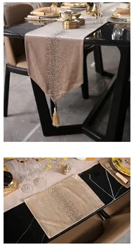Čínska Klasická Hnedá Stolové Prestieranie Luxusný Stôl Runner Moderné Svadobné Party Domáce Dekorácie Flanelové Obrus Na Stravovanie