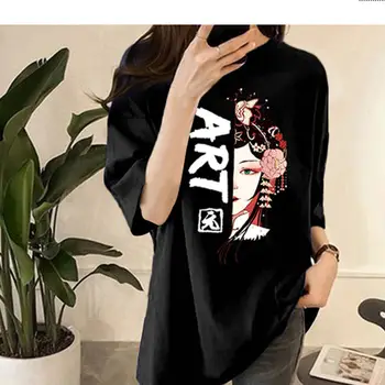 Čínsky Štýl Harajuku T Shirt Ženy 2020 Lete Krátky Rukáv Bavlna Femme Estetické T-shirts Plus Veľkosť Ženy kórejské Oblečenie
