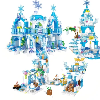 Ľad Sneh Hrad Stavebné Bloky Elsa Princezná Snehová Kráľovná Anna Údaje Model Tehly Auta Dom Vzdelávacie Hračky Pre Dievčatá Priateľmi
