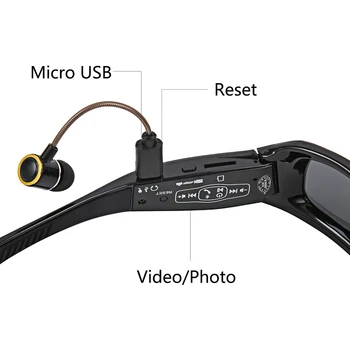 Športové Okuliare Smart Fotoaparát HD1080P Fotoaparát slnečné Okuliare Jazdy záznamník Smart Mini Kamery, Okuliare Multifunkčné Bluetooth MP3