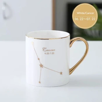 Šálku kávy mlieko pohár pozlátené rukoväť keramická šálka vlastné 12 súhvezdí kosti čína pohár s logom bielej porcelánovej