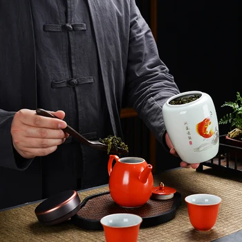 ŤIA-GUI LUO Keramické Čaj Caddies čaj plechovky čaj box čaj kontajner kuchyňa kanistroch nastaviť čaj skladovanie skrýša kontajner D029