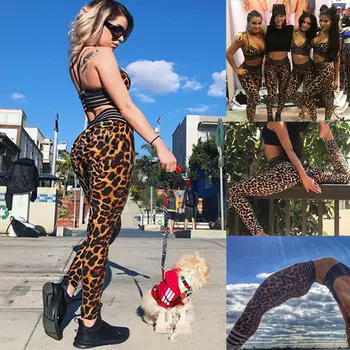 Ženské Leopard Push Up Vysoký Pás Legíny Šport Jóga Nohavice Fitness Nohavice Legíny pre Ženy, Fitness Femme