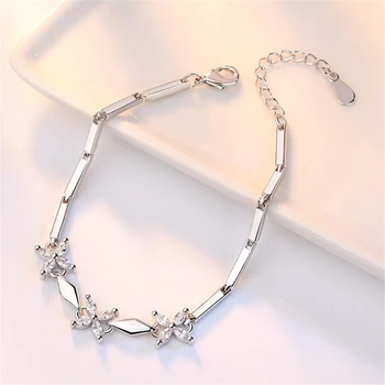 Ženské strieborný náramok módnej značky šperky jednoduché šperky, Ďatelina luxusné krištáľový náramok dievčatá roztomilý šperky 16.5+3 CM