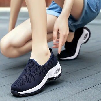 Ženy Bežné Vonkajšie Vychádzkové Topánky Slip-on Priedušný Oka Tenisky na Platforme Odpruženie Sestra Topánky