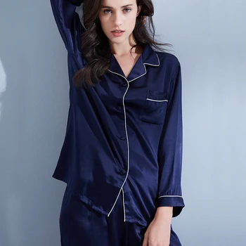 Ženy, Reálne Hodváb Pyžamo Nastaviť 2020 Pevné 19 m/m Hodváb Nightgown Pyžamo Femme Spánku Salónik Bedgown Čistého Hodvábu Sleepwear Vyhovuje