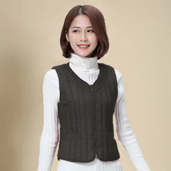 Ženy Vesta Zimná Vesta bez Rukávov 2020 Teplá Nadol Bavlnená Bunda Elegantné vyšívané Vesta kórejský Krátka Bavlna Vesta Outwear