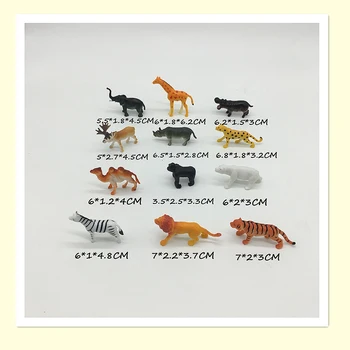 Žirafa, Tiger, Lev, Zebra, Slon malé plastové Simulácie Lesných zvierat model bábika z pvc akcie obrázok Raného vzdelávania hračky 12PCS